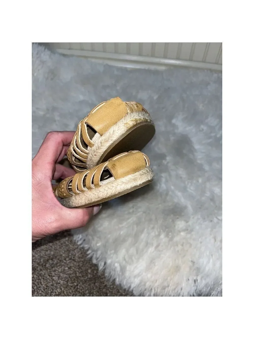 FRANCESCA'S Tan Huarache Summer Espadrille Flats size 10 new
